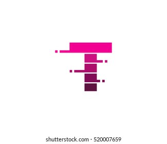 Letter T Pixel Cut Logo Design Template
