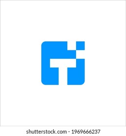 letter T pixel logo design vector sign