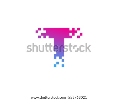 Letter T Pixel Logo Design Element