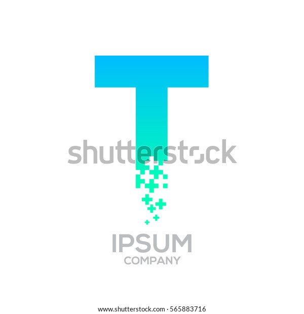 Logo Des Buchstaben T Pixel Plus Zeichen Logo Stock Vektorgrafik Lizenzfrei