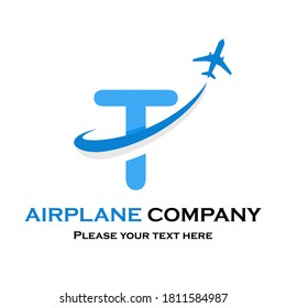 Letter t with plane vector logo. Suitable for travel,transportation, agency, brand, corporate etc