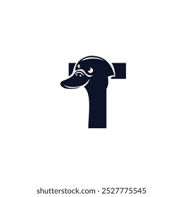 Buchstabe T Platypus-Logo-Ikone, Vektor.