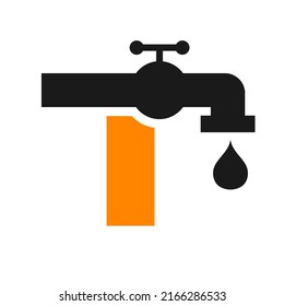 Diseño del logotipo de la letra T. Agua de plomo con plantilla de logotipo de letra T