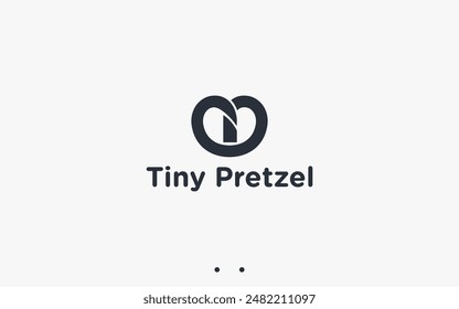 letra t con diseño de logotipo pretzel ilustración de silueta de Vector