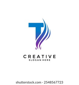 Letter T Professional logo for all kinds of business, Letter T with swoosh or wings logo design vector template