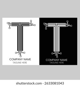Letter T Professional logo for all kinds of business. vector logo in black and white color.