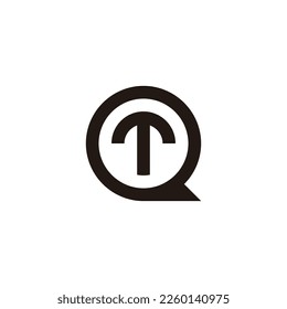 Letter T in Q, circle geometric symbol simple logo vector