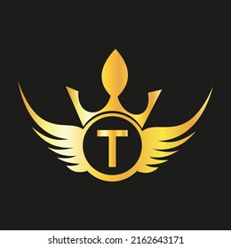 Letter  T  Queen Logo Design vector templet  crown logo Elegant monogram gold logo for Royalty,
 business card, Boutique, Hotel, Cafe, Jewelry