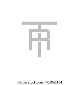 letter T and R monogram logo gray