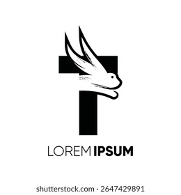 Letter T Rabbit Run Logo Design Vector Image Icon Graphic Emblem Symbol Illustration