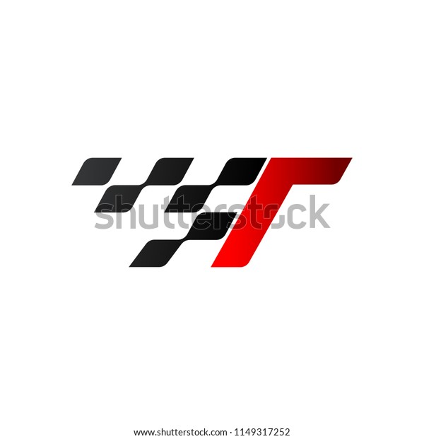 Letter T Racing Flag Logo Stock Vector (Royalty Free) 1149317252