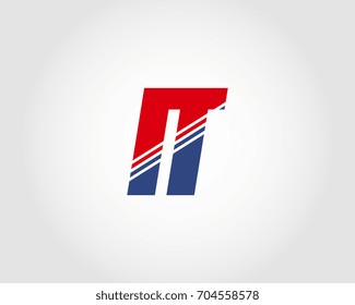 Letter I and T red and blue combination logo