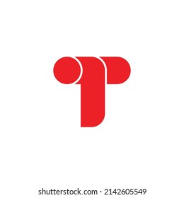 letter t red dot geometric simple logo vector