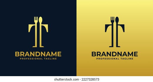 logotipo de restaurante de la carta T, adecuado para cualquier tipo de negocio relacionado con restaurantes, cafés, restaurantes con iniciales T.