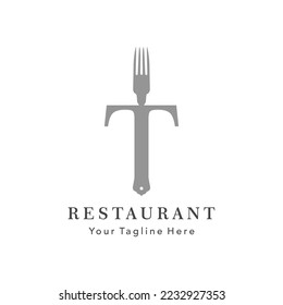 letter T restaurant logo template vector 