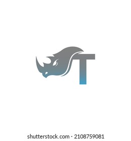 Letter T with rhino head icon logo template vector