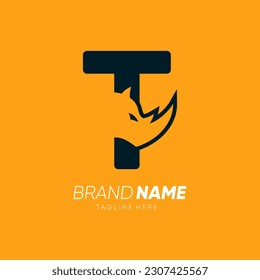 Letter T Rhino Horn Logo Design Vector Icon Graphic Emblem Illustration 