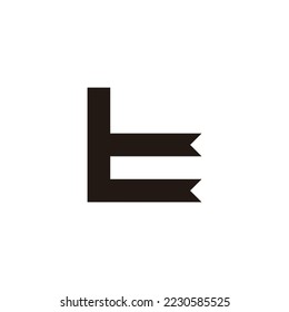Letter t ribbon, square geometric symbol simple logo vector