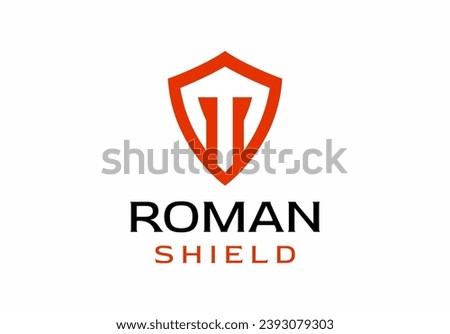 Letter T Roman Helmet Shield Guard Armor Logo Icon Design Illustration