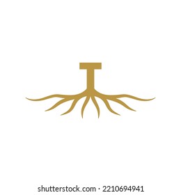 letter T root logo design vector