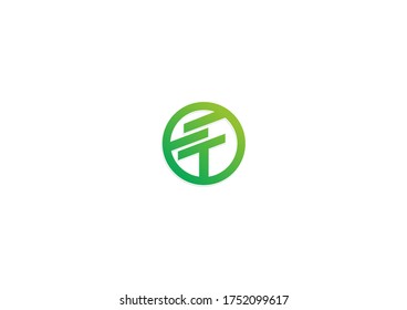 Letra T con logotipo de vector de círculo redondo