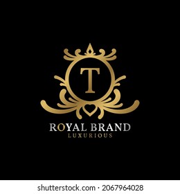 Brief T königlicher Kreide Vektor Logo Design für luxuriöse Marke