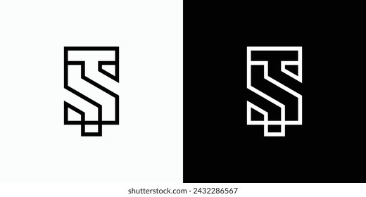 Forma geométrica abstracta del rectángulo del logotipo del vector de la línea inicial de la letra T S.