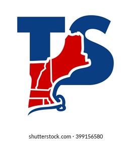 Letter T And S Logo Vector. New England Map For Logotype.