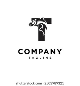 Letter T Salmon Fish logo icon vector