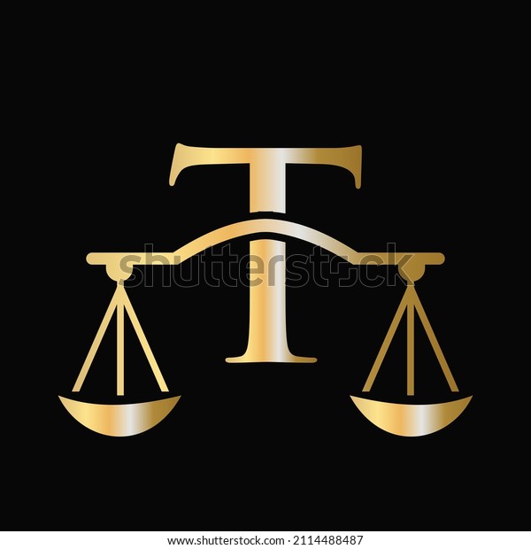 Letter\
T Scale Attorney Law Logo Design. Initial Pillar, Law firm,\
Attorney Sign Design On Letter T Concept\
Template