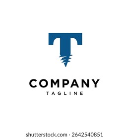 Letter T Screw logo Icon Vector