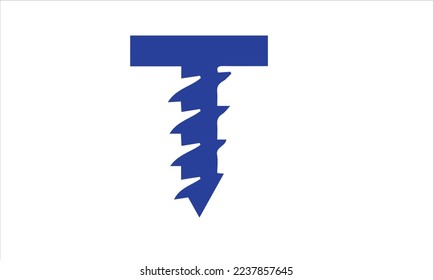 Letter T Screw Logo Template For Construction Ironmonger Symbol Design