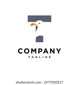 Letter T Seagull Logo Icon Vector