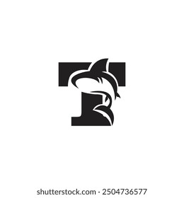 Letter T Shark Logo icon vector.