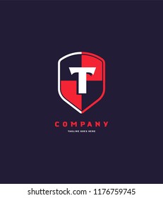Letter T shield logo icon vector element.