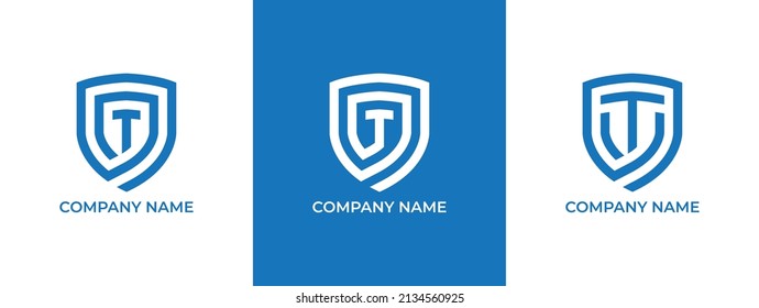 Letter T and Shield Security Logo Design. Vector illustration logo template