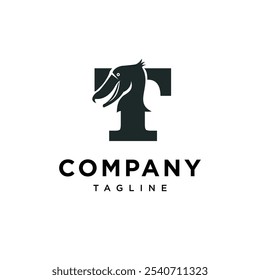 Letter T shoebill stork logo icon vector