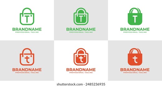 Letter T Shopping Bag Logo Set, Crafted for Specialty and Niche Retail Markets