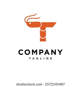 Letter T Shrimp Logo Icon Vector