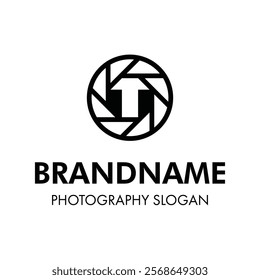 Letter T Shutter Photography Logo, for brand related to camera, lens, and aperture