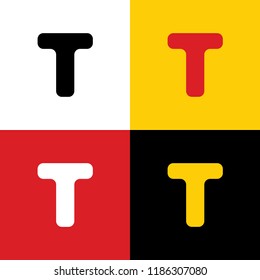 Letter T sign design template element. Vector. Icons of german flag on corresponding colors as background.