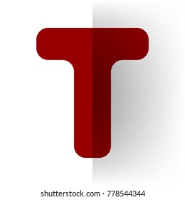 Letter T sign design template element. Vector.  icon on white bending paper background.