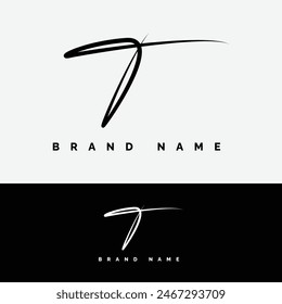 Letter T Signature Logo - Initial Alphabet for T - Handwritten T Logo