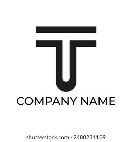 letter T silhouette template design logo