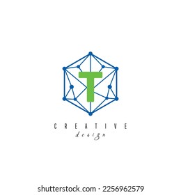 letter T and IT simple Creative elegant hexagon hexagonal poligon logo Design