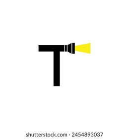 letter T simple flashlight symbol logo vector