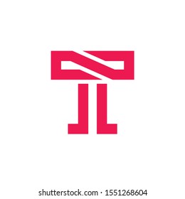letter t simple geometric line logo vector