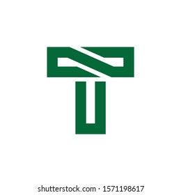 letter t simple geometric line logo vector