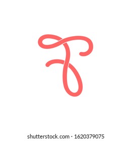 letter t simple ribbon curves design logo vector