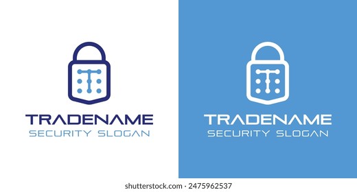 Letter T Smart Lock Logo, Perfect for Digital Padlock and Residential Security Services